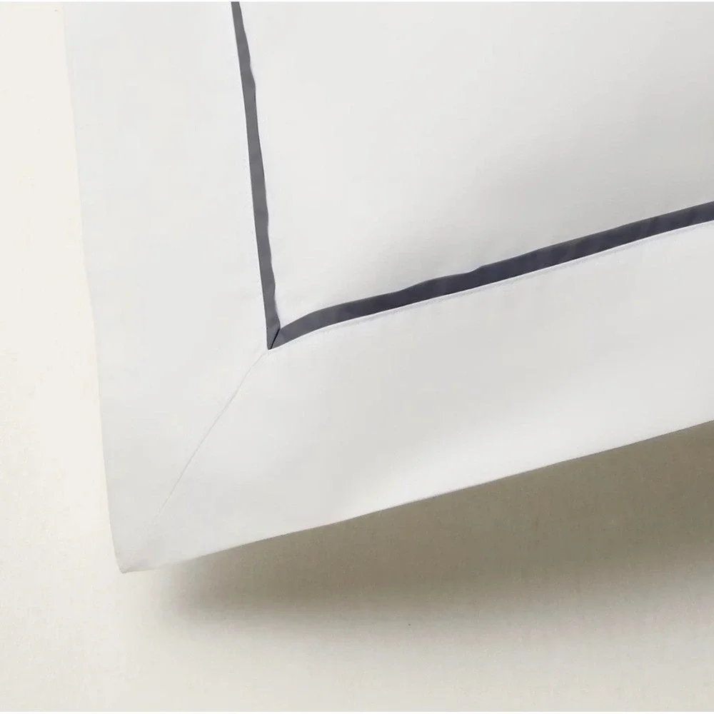 Ralph Lauren Home Palmer Percale Organic‎ Sateen Border Euro Sham loft gray NWT